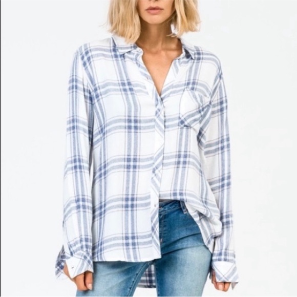 Rails Hunter Long Sleeve Button Down Plaid Shirt Small White Blush Patriot - Picture 6 of 6